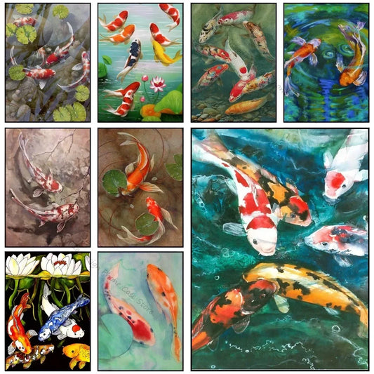 1pc Modern Golden Lotus Koi Fish Poster