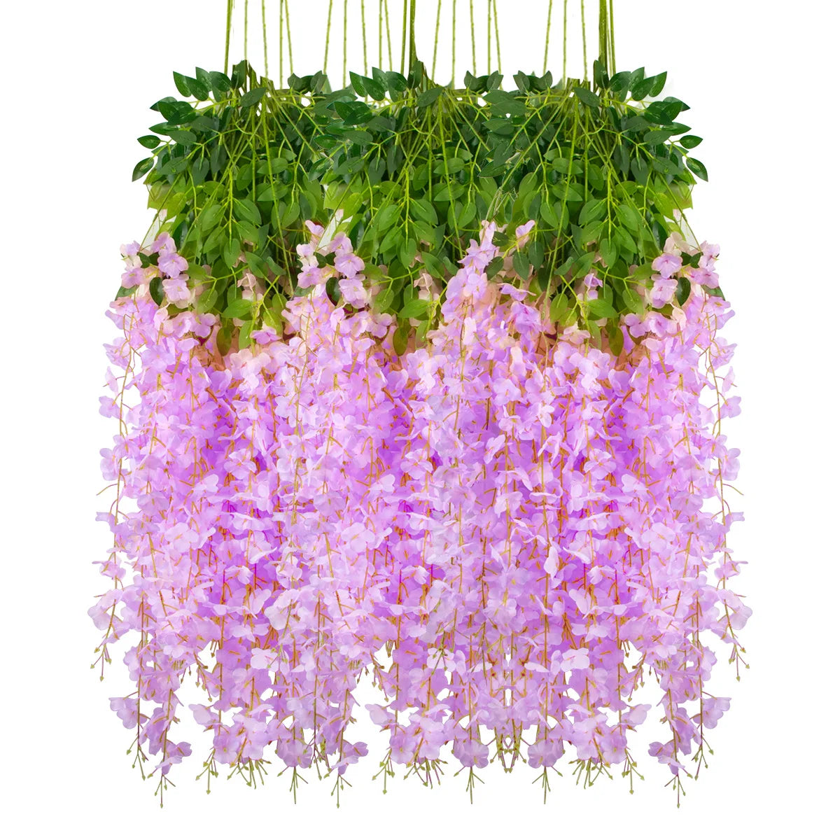 12pcs Artificial Flowers Silk Wisteria Vine Fake Silk Hanging Flower