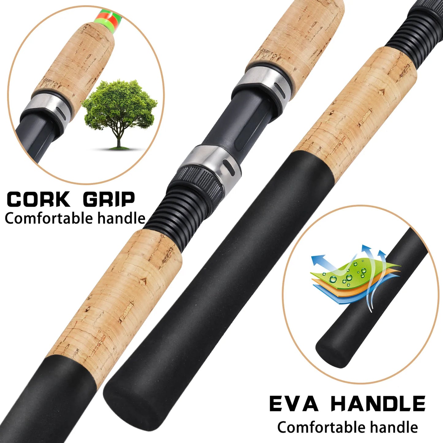 3M Feeder Fishing Rod Cork Handle Carbon Fibre Spinning Fishing Rods L M H Power 30-120g Lure Weight
