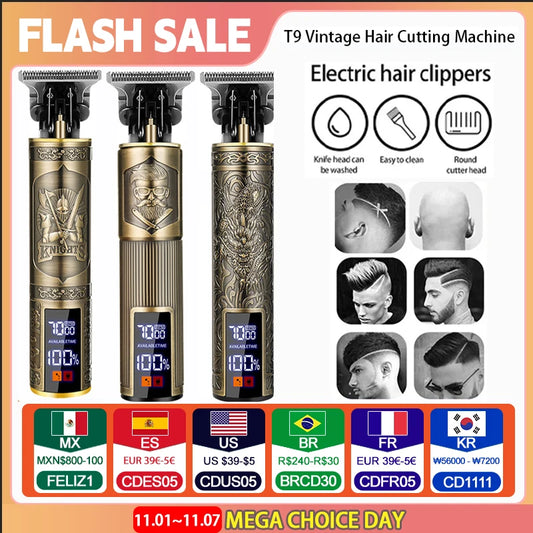 Portable Shaver Barber Cordless Electric Hair Cutting Machine USB Fast Charging Hair Trimmer Vintage Hair Clipper For Hairdresse