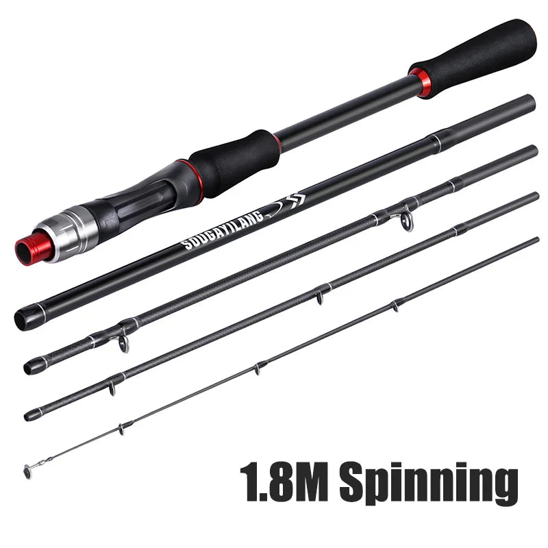 1.8m 2.1m Lure Fishing Rod Carbon Fiber Spinning Casting Fishing Rod Bait Weight 10-30g Travel