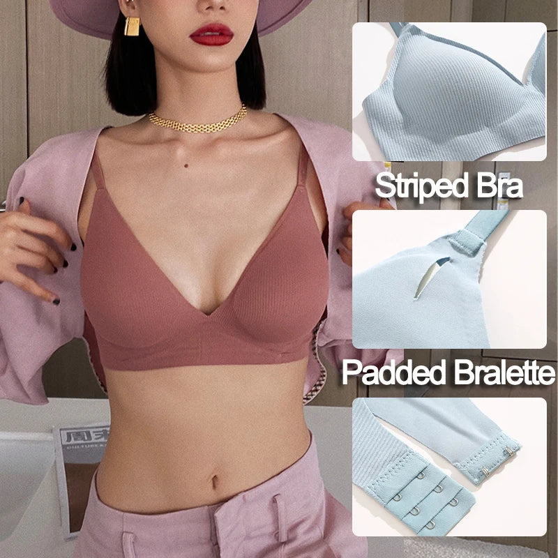 Women Stripe Knitting Bra