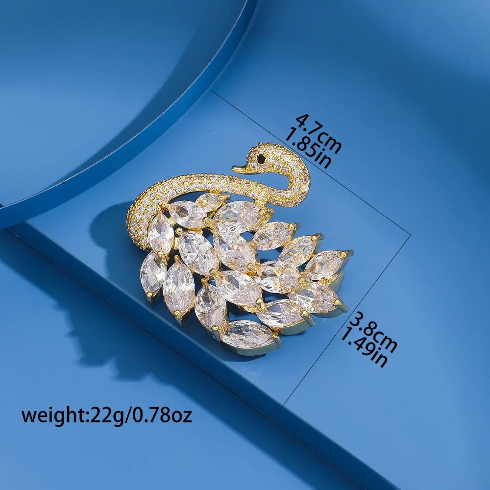 High-end Elegant Swan Brooch Inlaid with Zirconium Super Sparkling Pin High-end