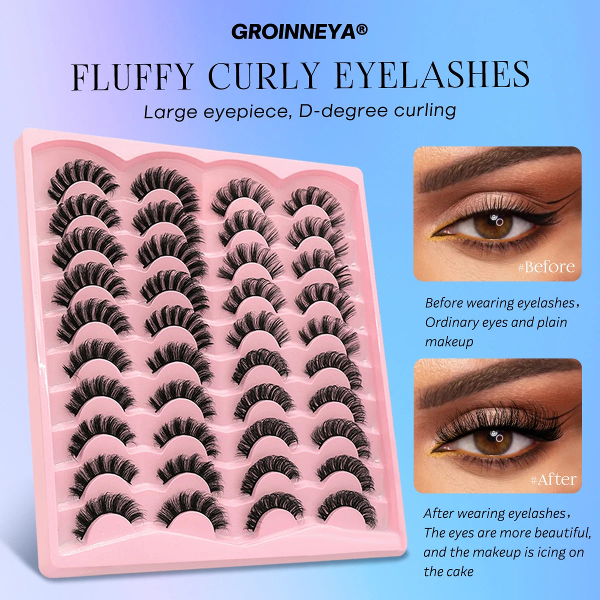 5/10/20 pairs Fluffy Mink Lashes 3D False Eyelashes, D Curl Fake Eyelashes  Makeup