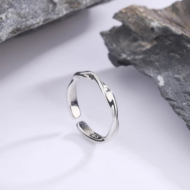 Fashion 925 Sterling Silver Simple Twisted Wire Woman Rings Wedding Fine jewelry