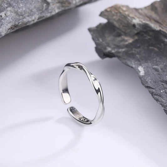 Fashion 925 Sterling Silver Simple Twisted Wire Woman Rings Wedding Fine jewelry