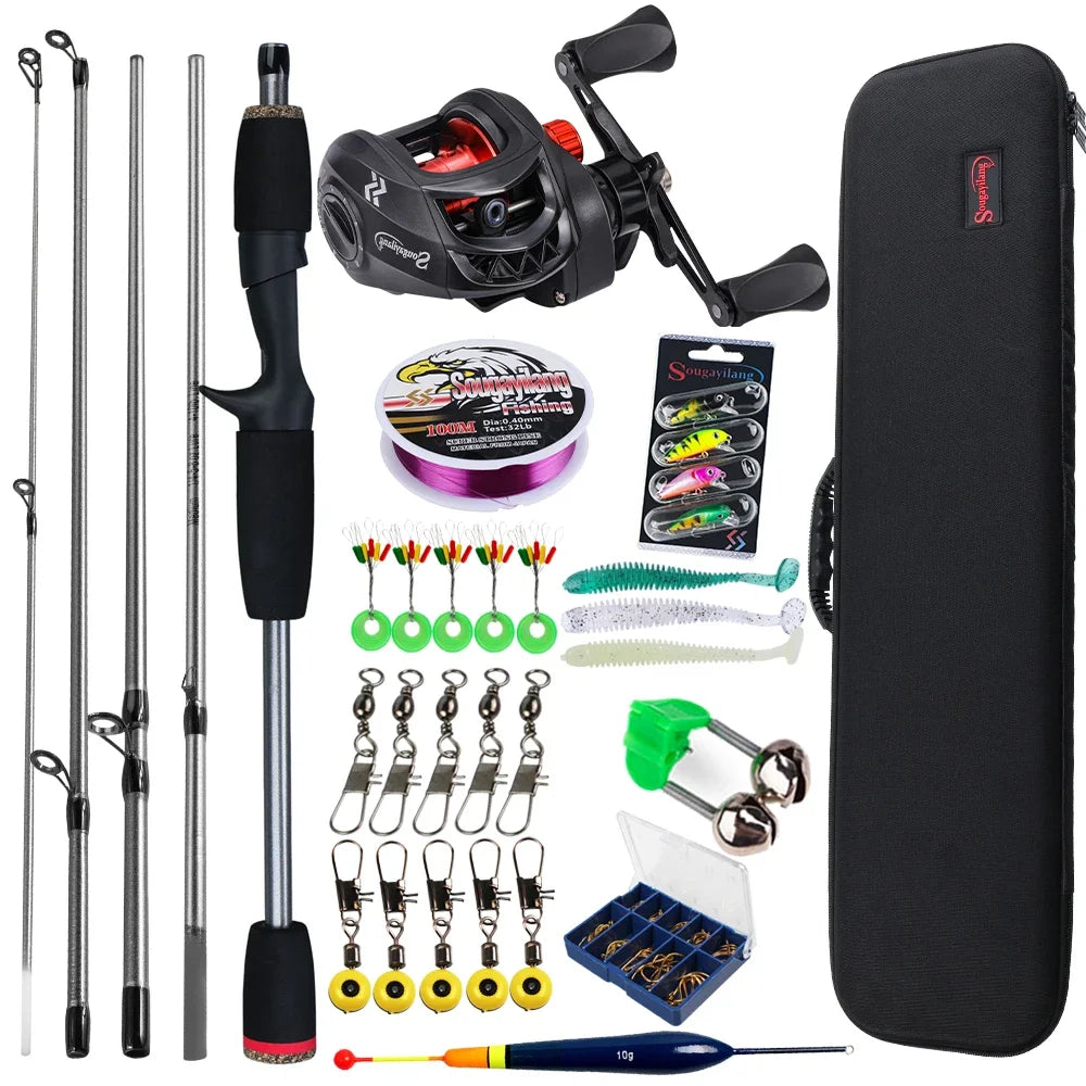 Fishing Rod and Reel Combo 5Section Fishing Rod and 7.2:1 Gear