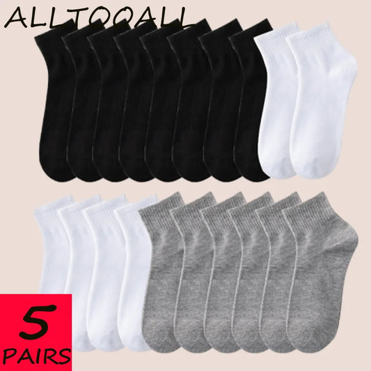 5 Pairs/Lot Men's Solid Color Socks
