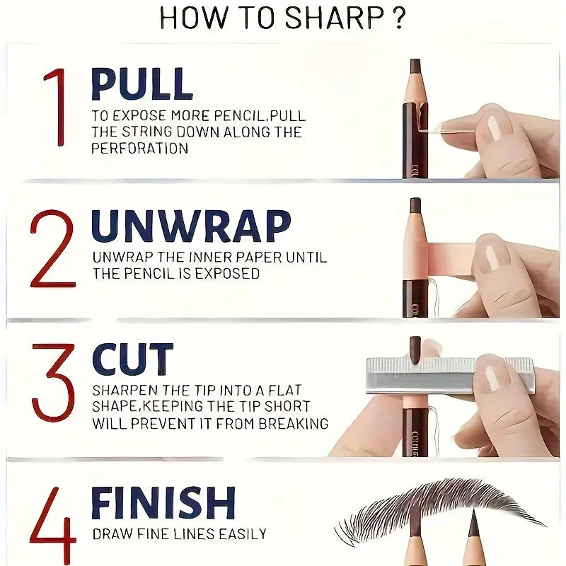 Tear Off Pull Line Eyebrow Pencil, Natural Color Rendering, Sweat Proof And Smudge Proof Eyebro