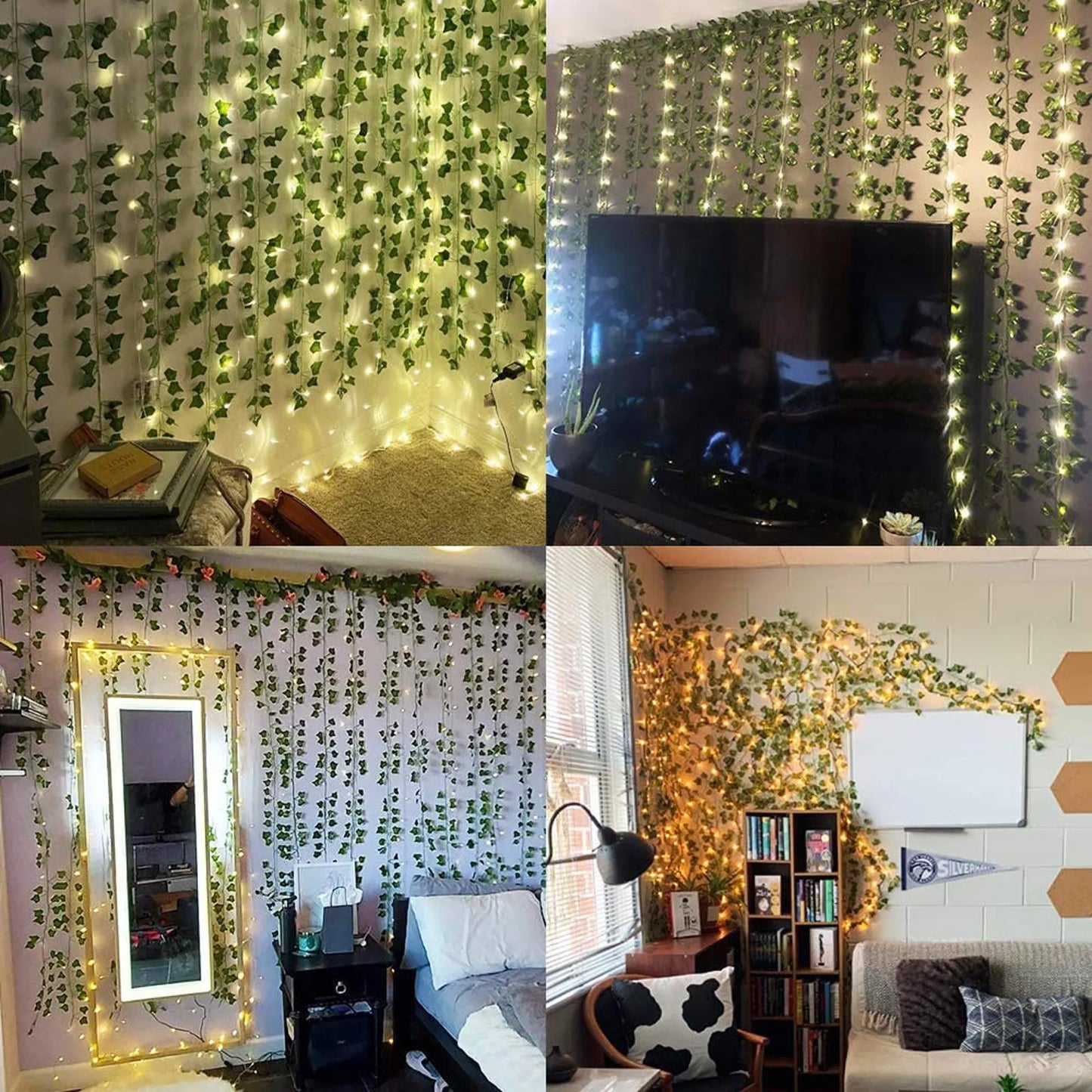12PC Green Artificial Lvy Leaf Garland Plant Foliage Home Decor