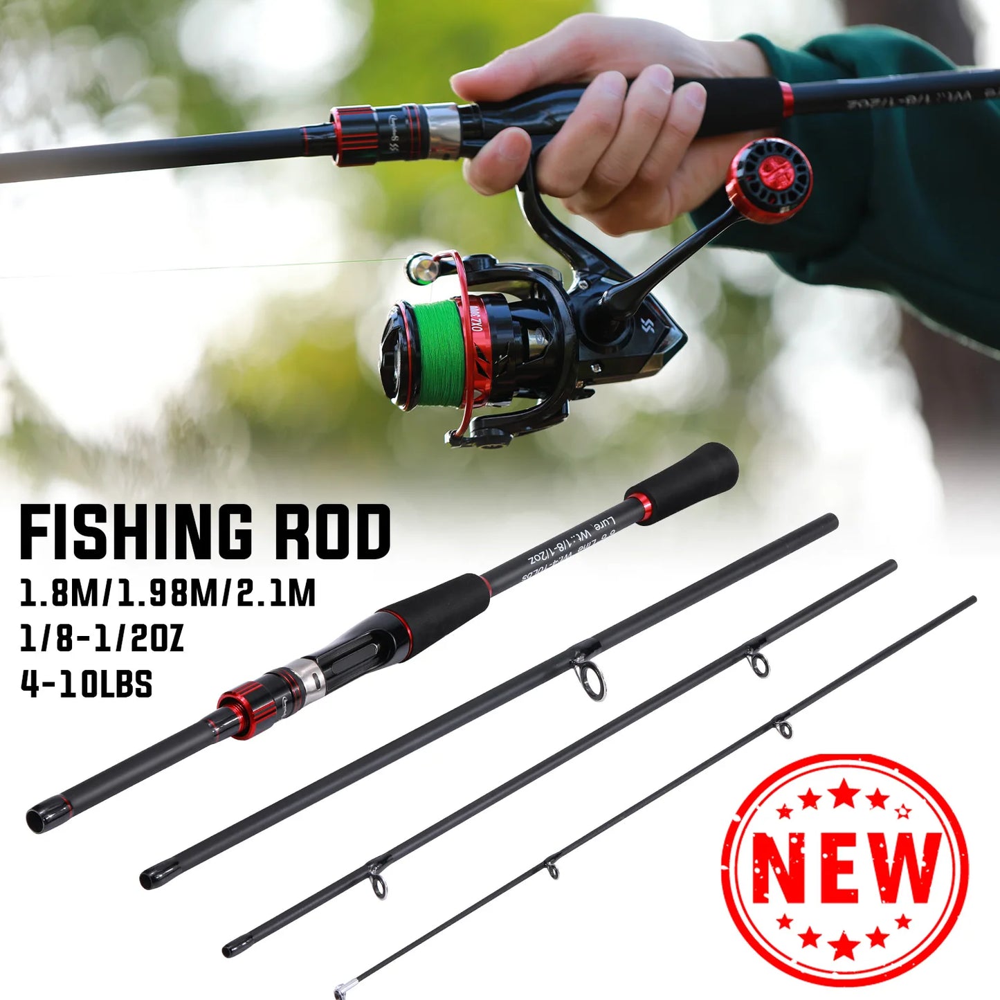 Casting/Spinning Fishing Rod 1.8-2.1m 4 Section UltraLight Carbon Fiber