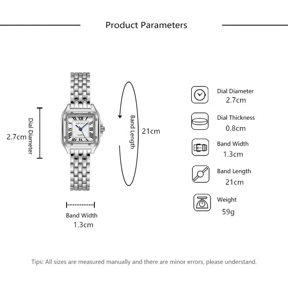 Women Square Watches Gold Alloy Strap