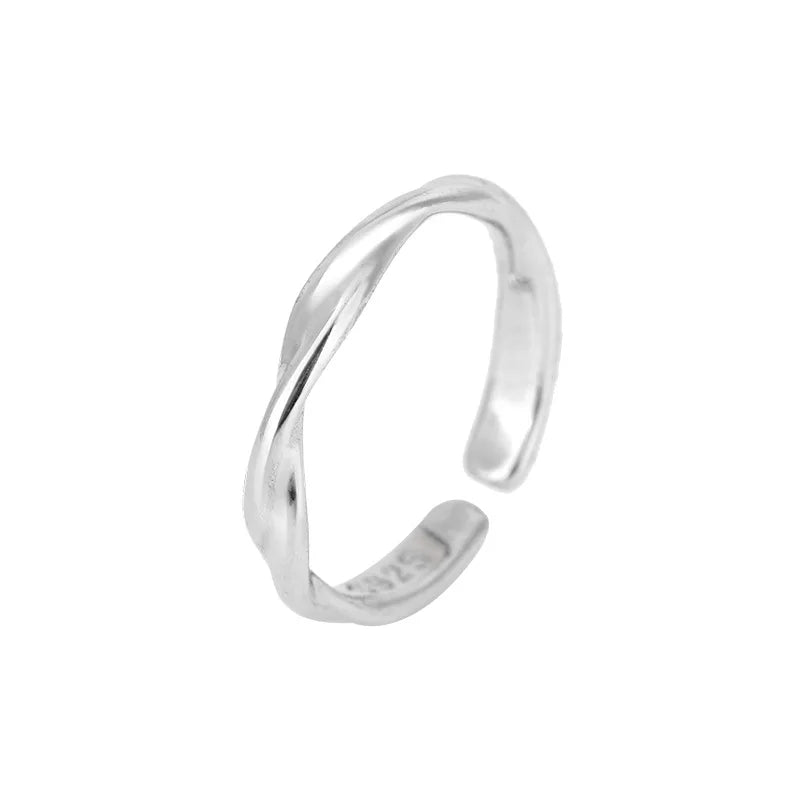Fashion 925 Sterling Silver Simple Twisted Wire Woman Rings Wedding Fine jewelry