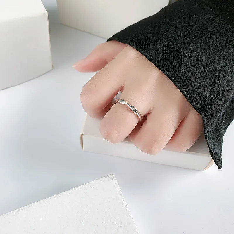 Fashion 925 Sterling Silver Simple Twisted Wire Woman Rings Wedding Fine jewelry