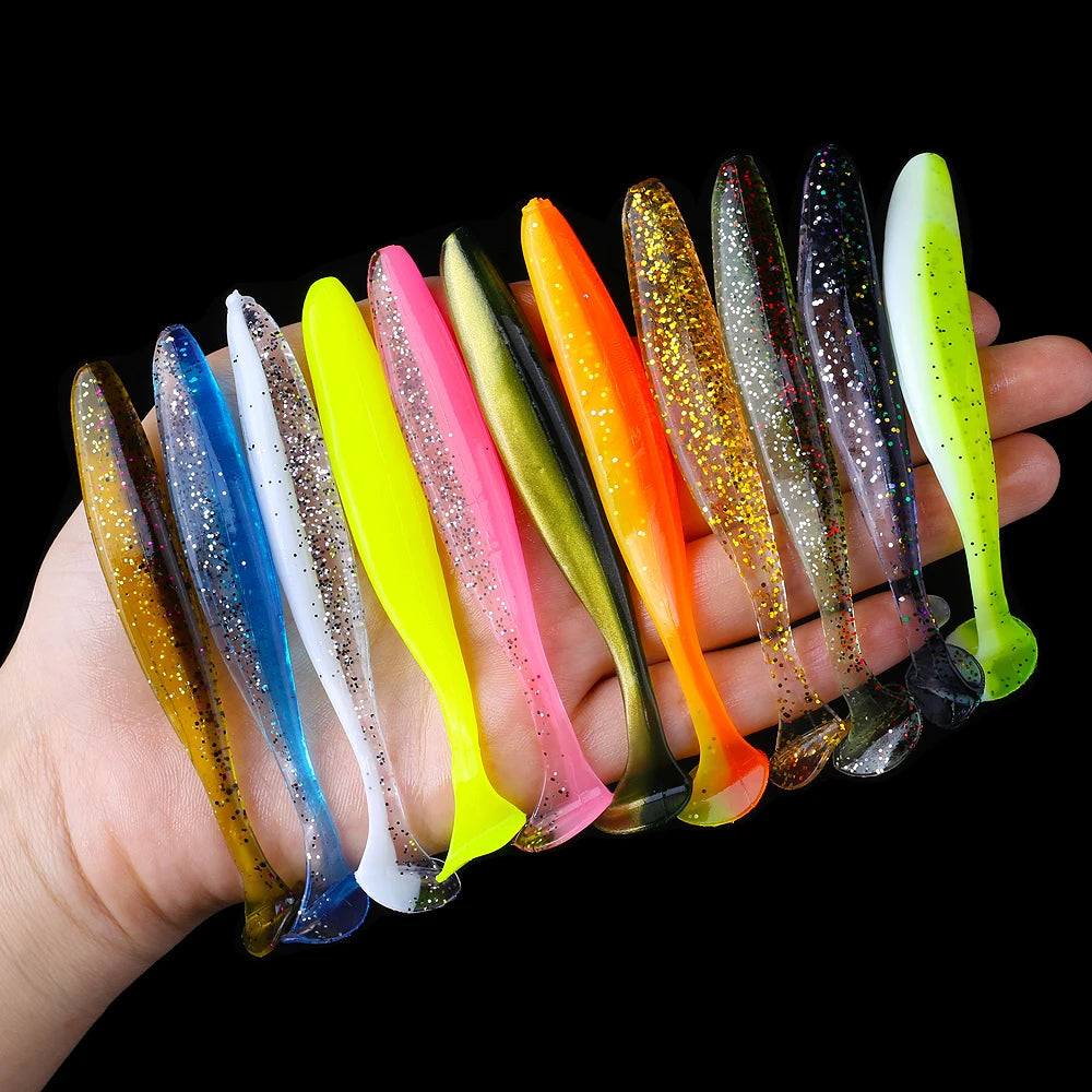 10-30pcs T Tail 55mm 70mm 90mm Shad Worm Soft Bait