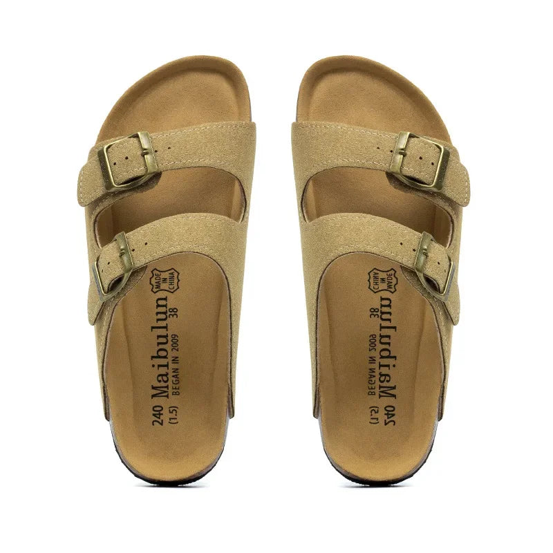 Fashion Women Cork Slipper Suede Leather Mule Clogs