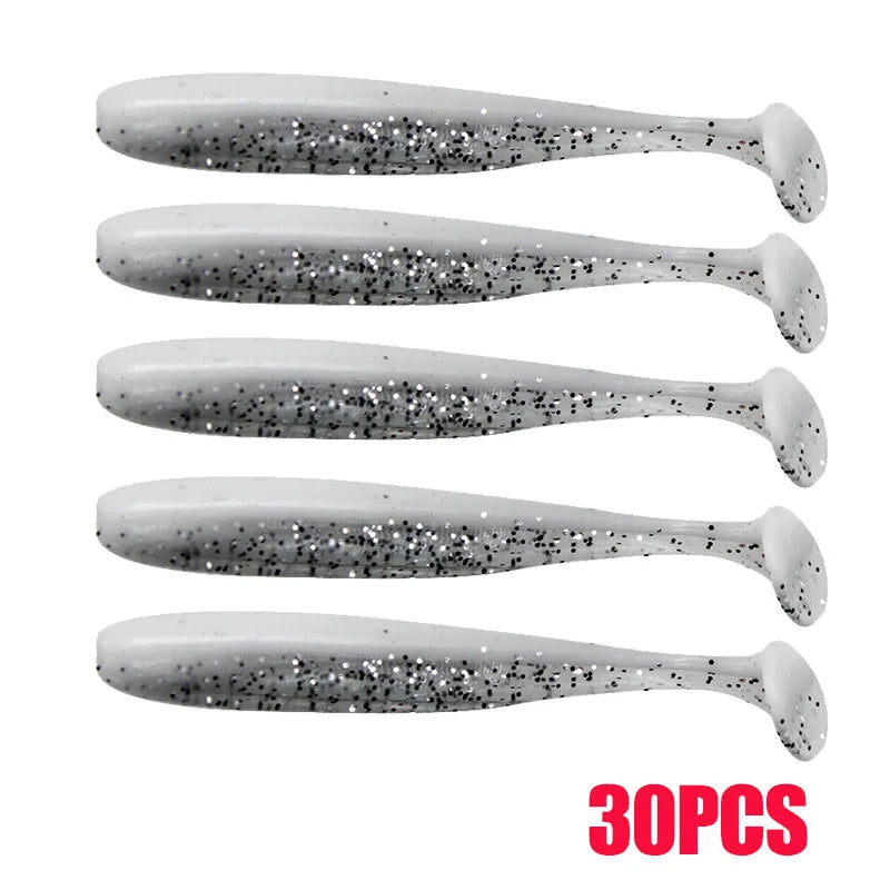 10-30pcs T Tail 55mm 70mm 90mm Shad Worm Soft Bait