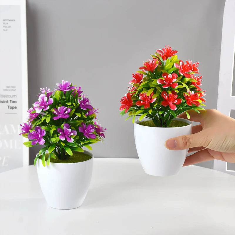 1pc Artificial Potted Plant Small Bonsai Flowers Pot