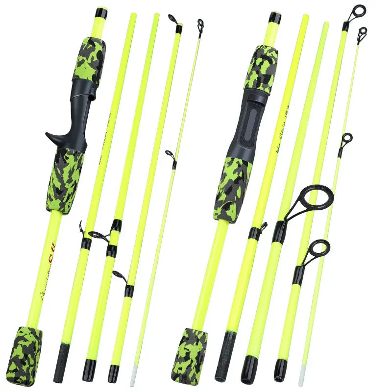5 Section Spinning Casting Fishing Rod 1.7M Ultralight Weight Carbon Fiber Poles for Travel