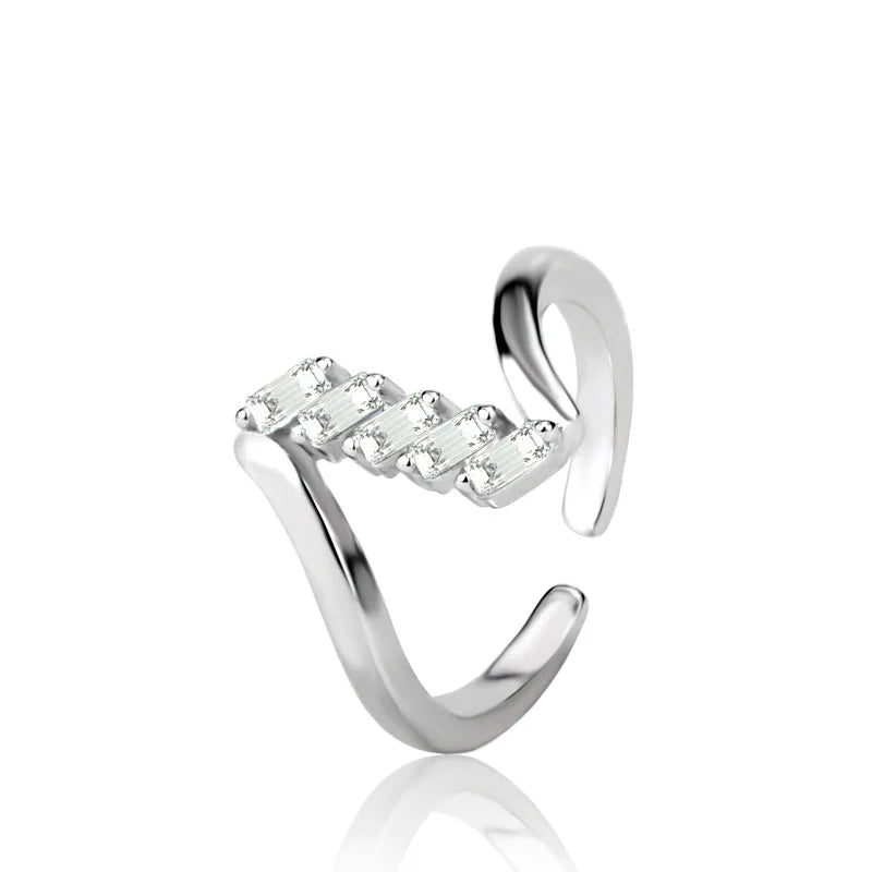 Hot 925 Sterling Silver Ring AAA Zircon Adjustable Simplicity Fashion Exquisite Women Jewelry