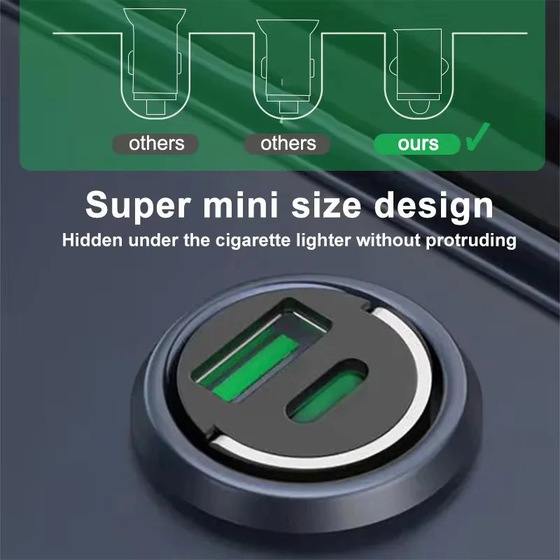 200W mini car charger fast charging for iPhone