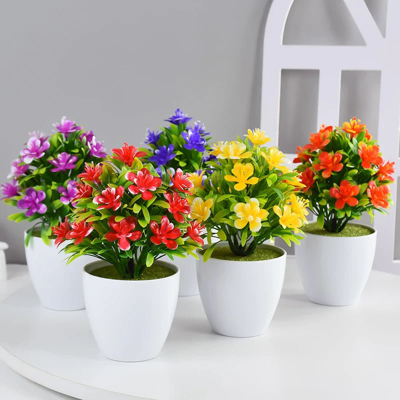 1pc Artificial Potted Plant Small Bonsai Flowers Pot