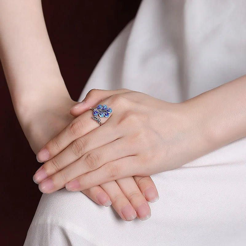 925 Sterling Silver Blue Peacock Wedding Rings For Women Engagement Wedding Fine Jewelry Jewellery