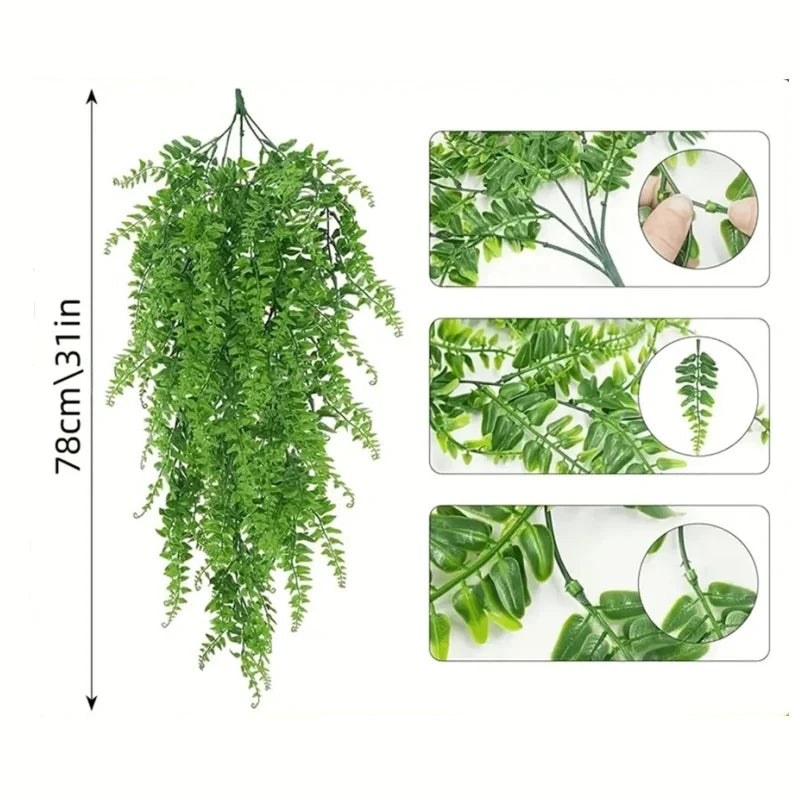4pcs Persian Fern Leaves Artificial Plant Vine Home Garden Room Decor