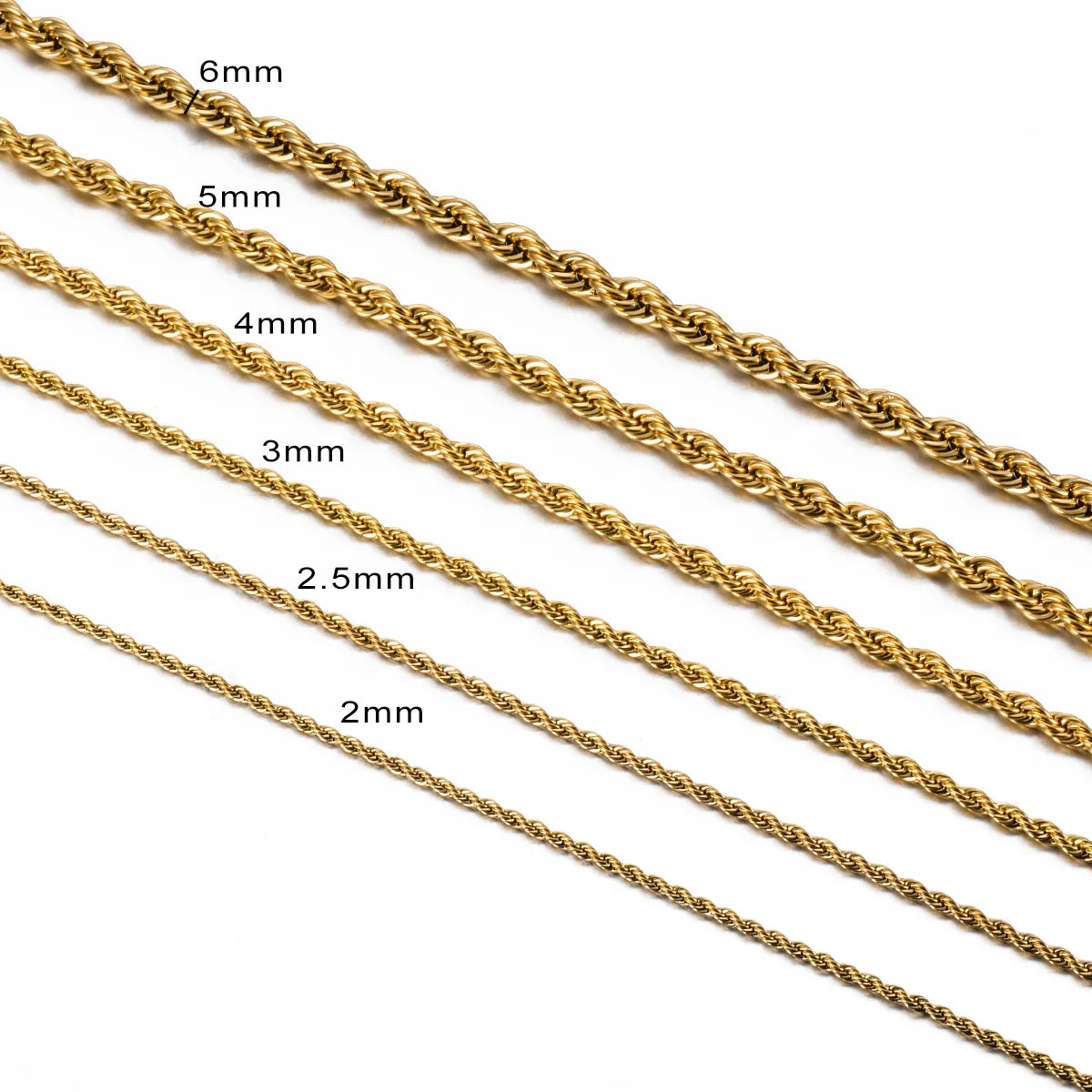 Twisted Rope Link Chain Gold Color Necklace for Men Women Stainless Steel Chain