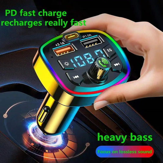 Car Hands-Free Bluetooth-compaitable 5.0 FM Transmitter