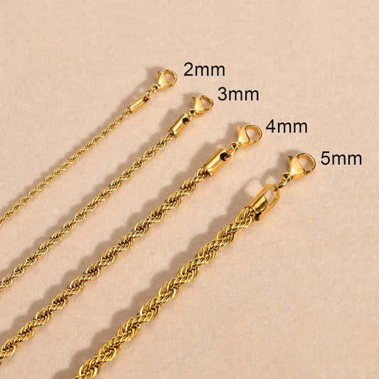 Gold Color Rope Chain Necklaces for Women Men,Chic Twisted Collar