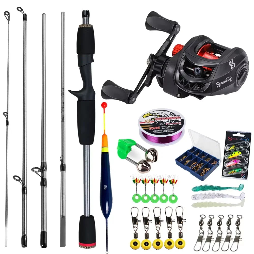 Fishing Rod and Reel Combo 5Section Fishing Rod and 7.2:1 Gear