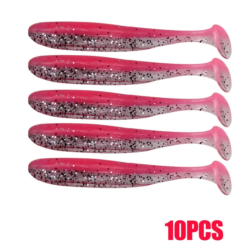 10-30pcs T Tail 55mm 70mm 90mm Shad Worm Soft Bait