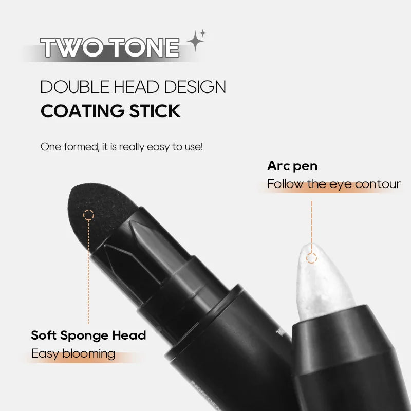 Pearlescent Eyeshadow Pencil Stick Highlight Stick, Black & Grey Shimmer Eye Shadow Pen with Eyeliner