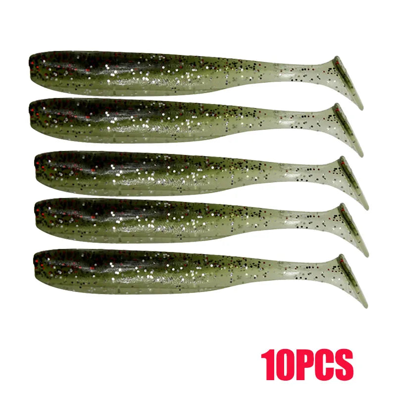 10-30pcs T Tail 55mm 70mm 90mm Shad Worm Soft Bait