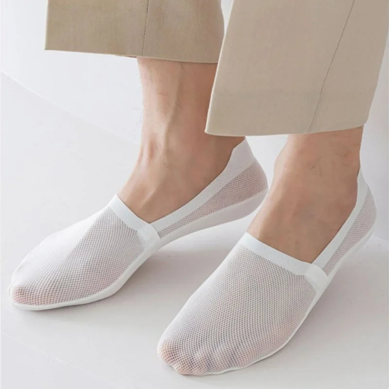 Summer Mens Thin Silk Sock Slippers