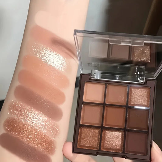 2024 Mocha Chocolate 9 Colors Eyeshadow Palette Matte Pearly Glitter Finish