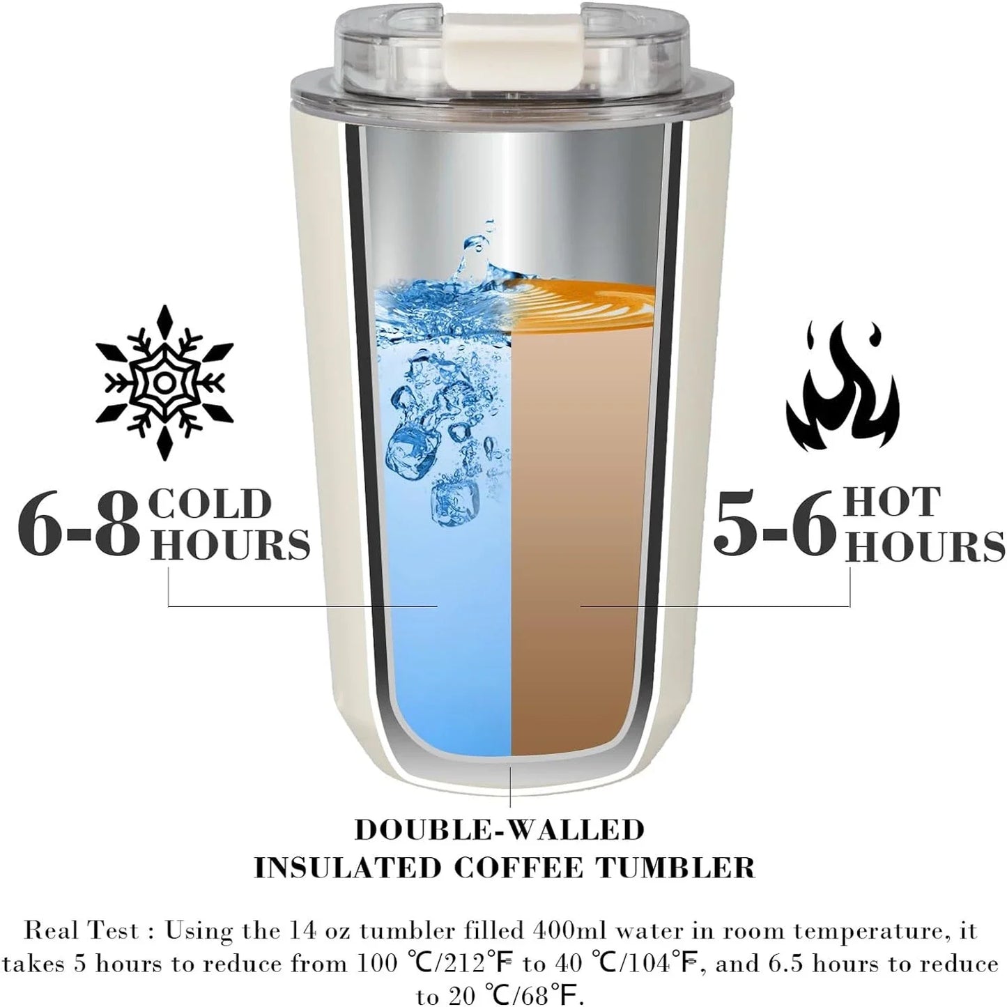 1PCS Tumbler Thermos Cup Milky White Coffee Mug