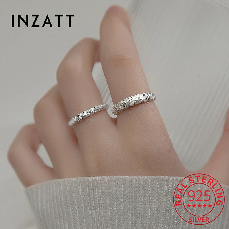 925 Sterling Silver BlingBling with Flashing Matte Adjustable Ring for Women Classic Geometric Fine Jewelry