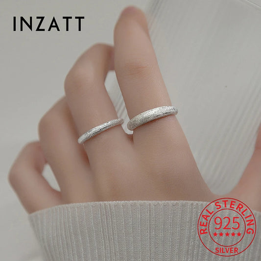 925 Sterling Silver BlingBling with Flashing Matte Adjustable Ring for Women Classic Geometric Fine Jewelry