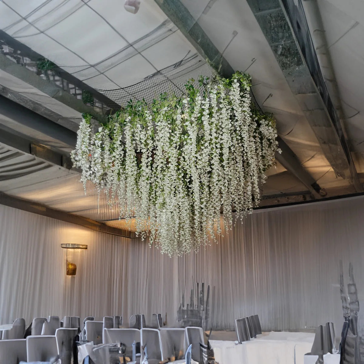 12pcs Artificial Flowers Silk Wisteria Vine Fake Silk Hanging Flower for Wedding Party