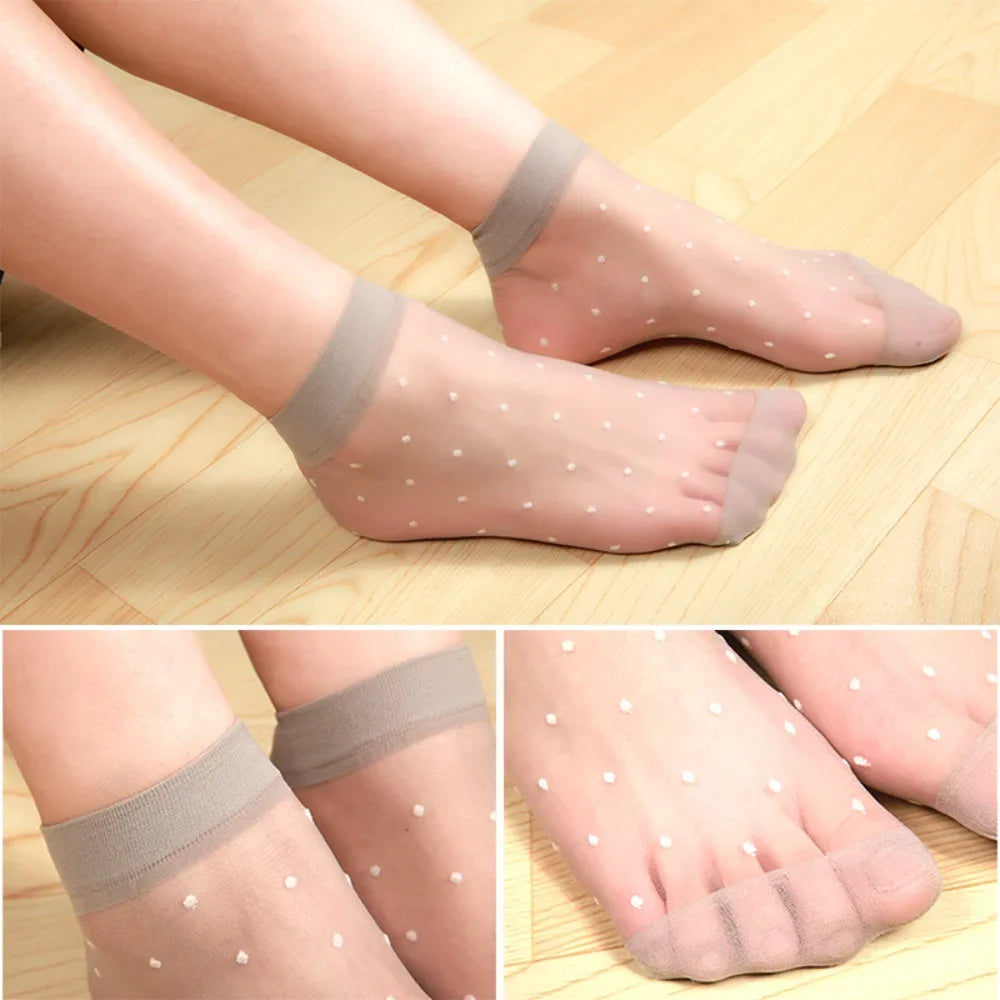 10pairs/lot Skin Color Dot Transparent Socks