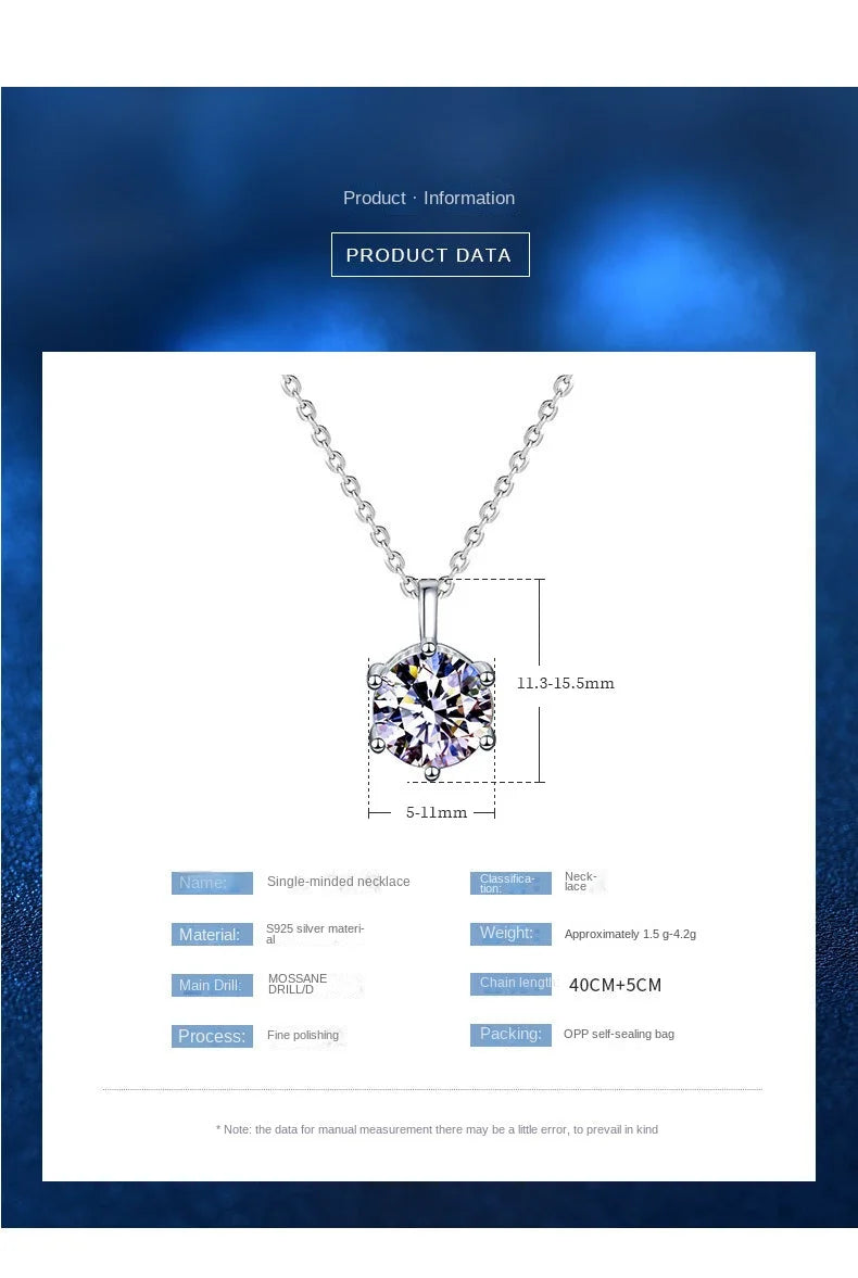 Moissanite Pendant Necklace D Color 925 Sterling Silver
