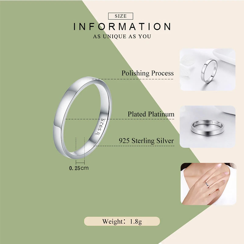 925 Sterling Silver Wedding Ring Classic Round Finger Ring Women Wedding Engagement Jewelry