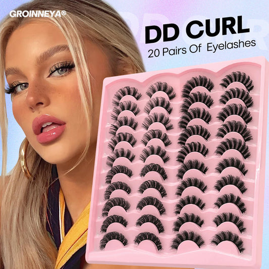 5/10/20 pairs Fluffy Mink Lashes 3D False Eyelashes, D Curl Fake Eyelashes  Makeup