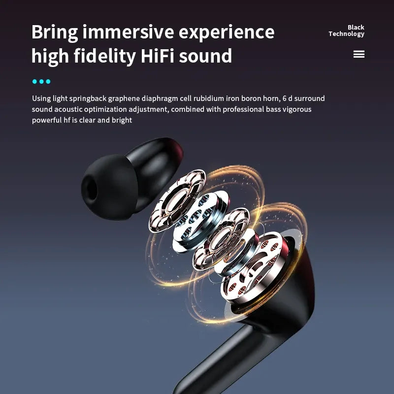 TWS Touch Control Wireless Headphones with Microphone 5.3 Bluetooth Earphones
