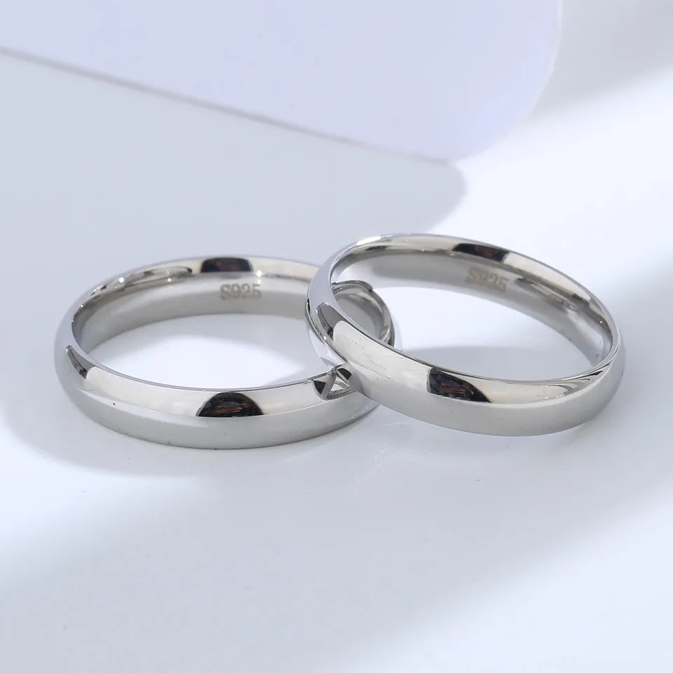 925 Sterling Silver Couples Ring Sets Light Polishing Simple Ring
