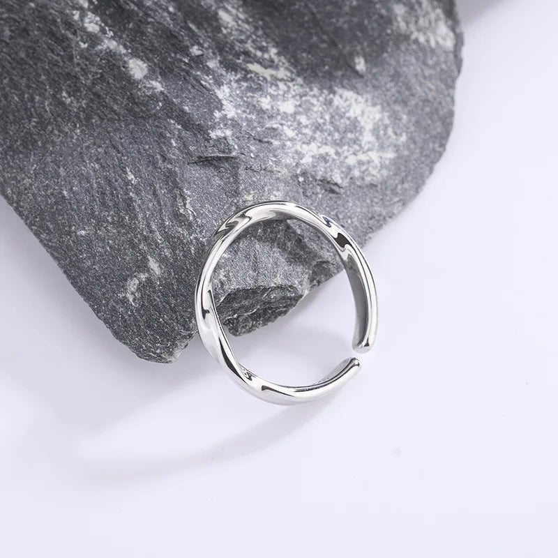 Fashion 925 Sterling Silver Simple Twisted Wire Woman Rings Wedding Fine jewelry