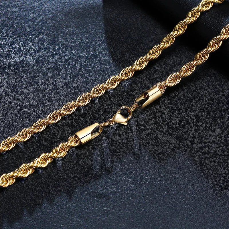 Gold Color Rope Chain Necklaces for Women Men,Chic Twisted Collar