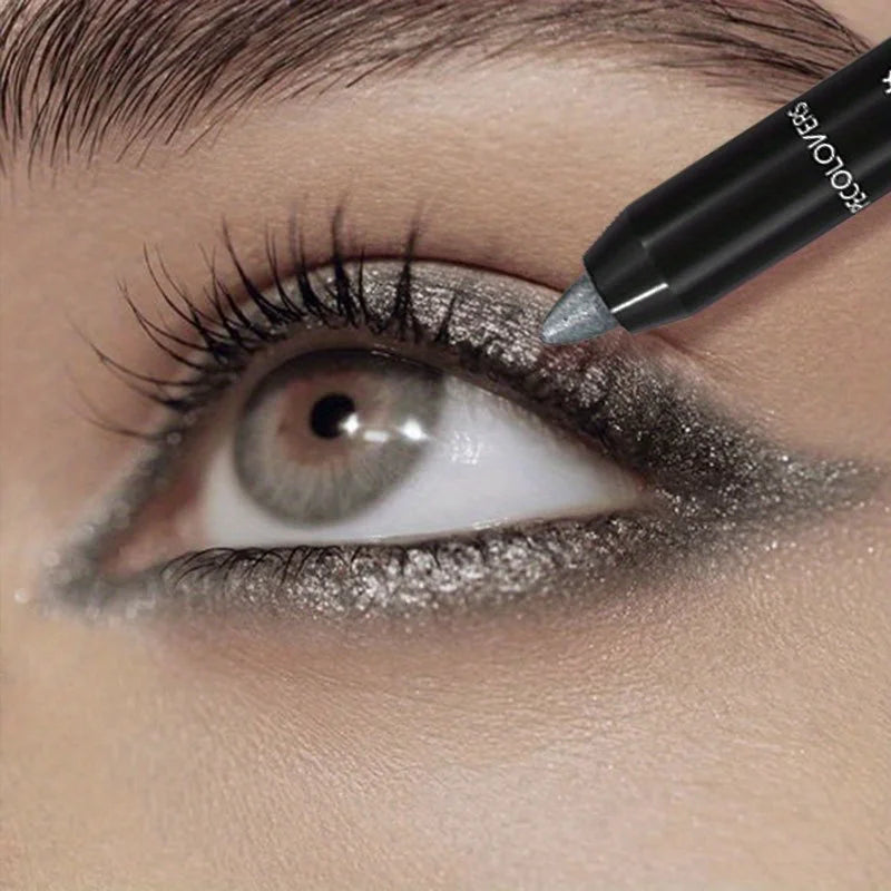 Pearlescent Eyeshadow Pencil Stick Highlight Stick, Black & Grey Shimmer Eye Shadow Pen with Eyeliner